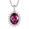 Fuchsia Finest Austrian Crystal & Cubic Zirconia Platinum Overlay Sterling Silver Halo Pendant with Stainless Steel Chain (Size 20)