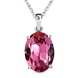 Light Colorado Finest Austrian Crystal Platinum Overlay Sterling Silver Solitaire Pendant with Stainless Steel Chain (Size 20)
