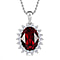 White Cubic Zirconia & Red Magma Finest Austrian Crystal Platinum Overlay Sterling Silver Halo Pendant with Stainless Steel Chain (Size 20)