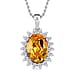 Siam Colour Austrian Crystal Platinum Overlay Sterling Silver Halo Pendant with Chain (Size 20) 6.30 Ct, Silver Wt. 5.43 Gms