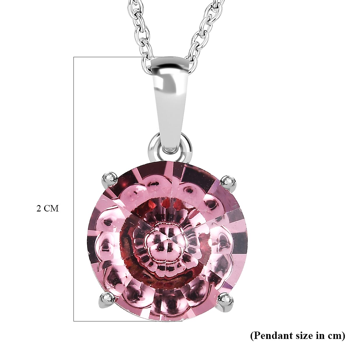 Antique Pink Finest Austrian Crystal Platinum Overlay Sterling Silver Pendant with Stainless Steel Chain (Size 20)