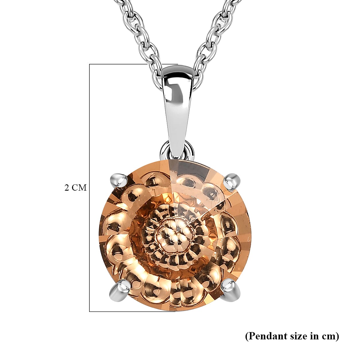 Light Colorado Topaz Finest Austrian Crystal Platinum Overlay Sterling Silver Pendant with Stainless Steel Chain (Size 20)