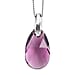 Jet Finest Austrian Crystal Solitaire Pendant with Chain (Size 20) in Platinum Overlay Sterling Silver