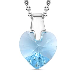 Fern Green Finest Austrian Crystal Platinum Overlay Sterling Silver Heart Pendant with Stainless Steel Chain (Size 20)