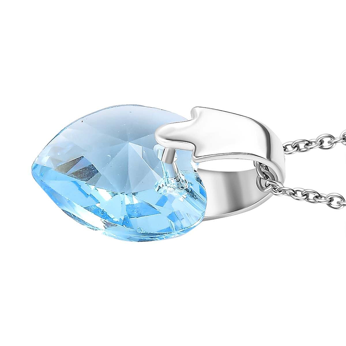 Aquamarine Finest Crystal Pendant with Chain (Size 20) in Platinum Overlay Sterling Silver 6.890 Ct.