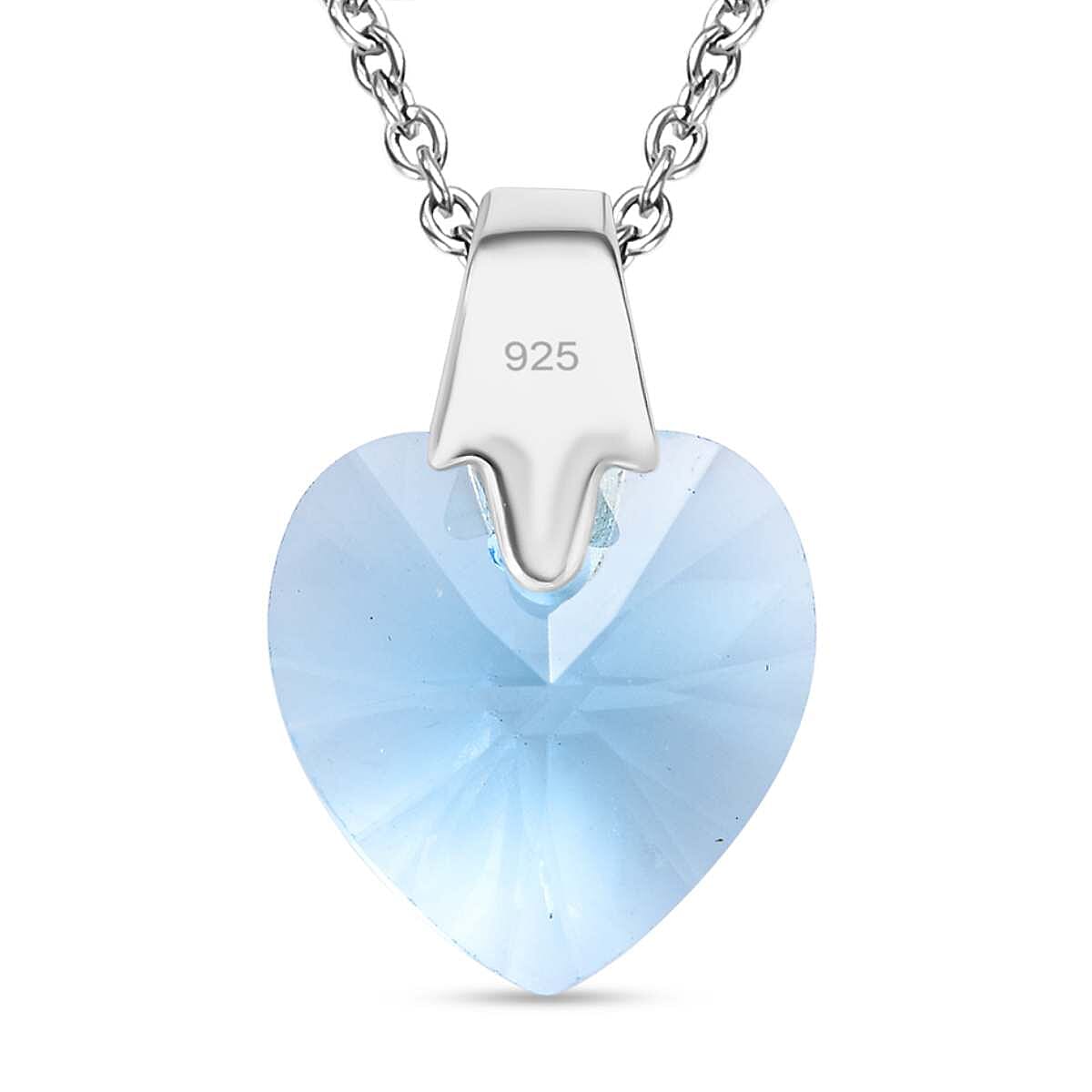 Aquamarine Finest Crystal Pendant with Chain (Size 20) in Platinum Overlay Sterling Silver 6.890 Ct.