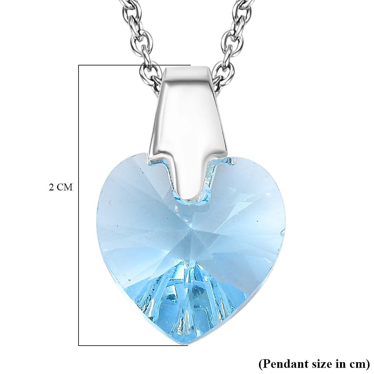 Aquamarine Finest Crystal Pendant with Chain (Size 20) in Platinum Overlay Sterling Silver 6.890 Ct.