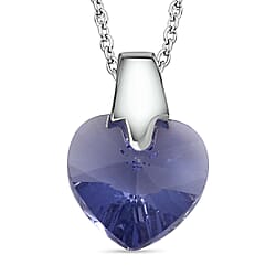 Fern Green Finest Austrian Crystal Platinum Overlay Sterling Silver Heart Pendant with Stainless Steel Chain (Size 20)