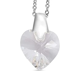 Fern Green Finest Austrian Crystal Platinum Overlay Sterling Silver Heart Pendant with Stainless Steel Chain (Size 20)