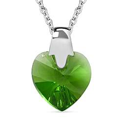 Fern Green Finest Austrian Crystal Platinum Overlay Sterling Silver Heart Pendant with Stainless Steel Chain (Size 20)