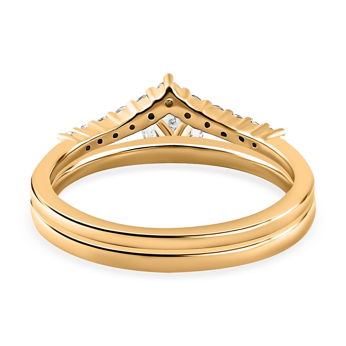 Set of 2 -  9K Yellow Gold White Diamond Band Ring 0.49ct  Gold Wt. 4 Gms  0.490  Ct.