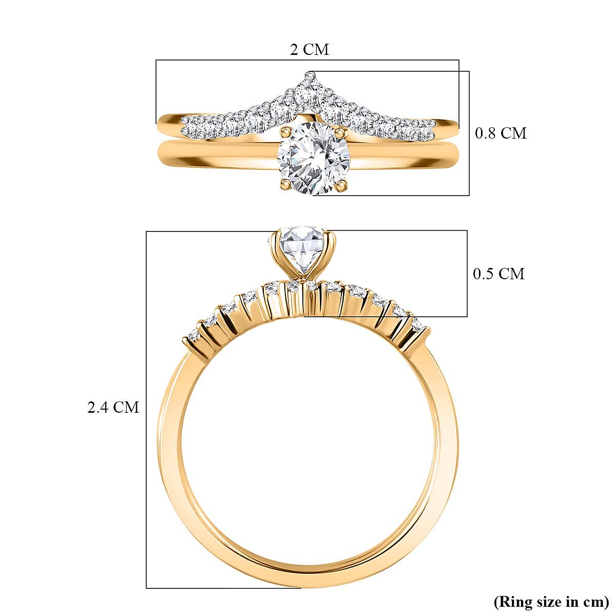 Set of 2 -  9K Yellow Gold White Diamond Band Ring 0.49ct  Gold Wt. 4 Gms  0.490  Ct.