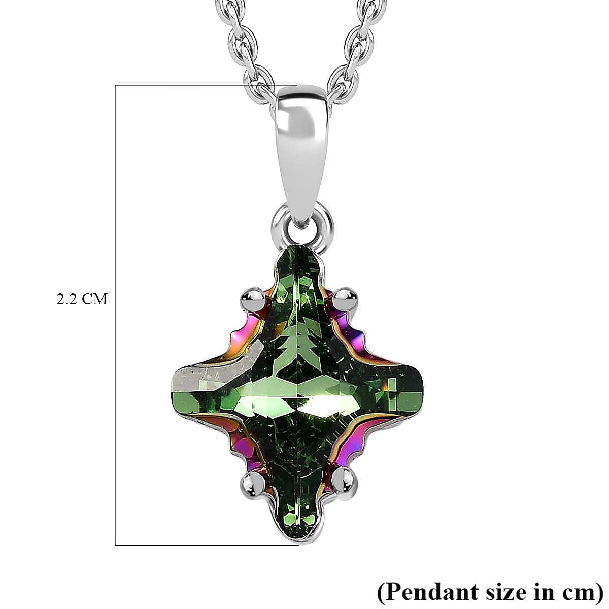 Scarabaeus Green Finest  Austrian Crystal Pendant with Chain (Size 20) in Platinum Overlay Sterling Silver