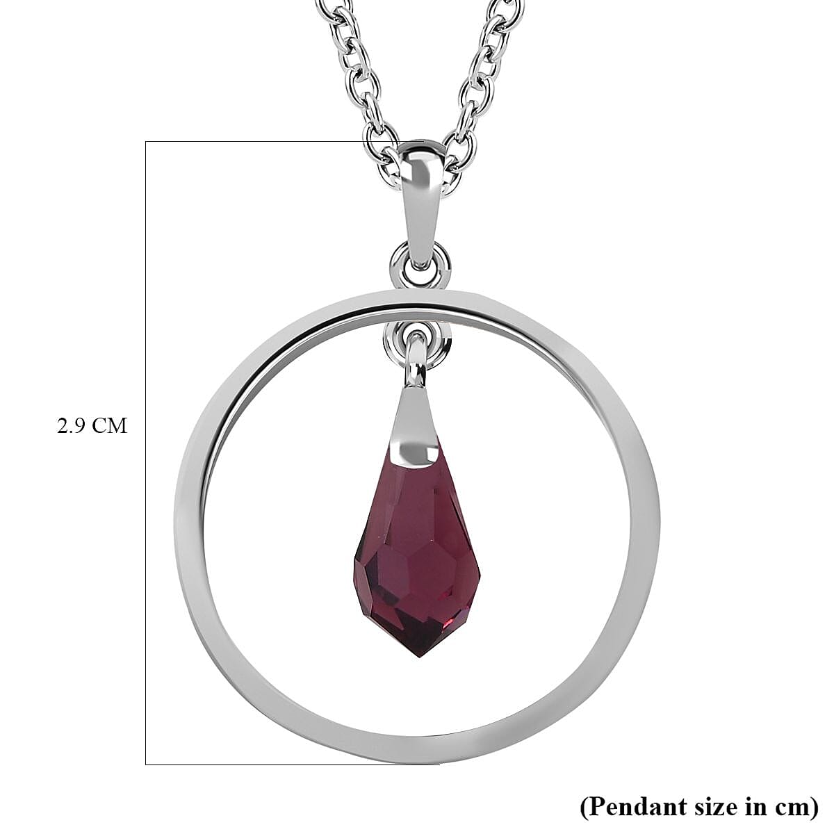 Amethyst Austrian Crystal Platinum Overlay Sterling Silver Drop Pendant with Chain (Size 20) 2.05 Ct