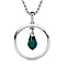 AB Finest Austrian Crystal Platinum Overlay Sterling Silver Drop Pendant with Chain (Size 20) 2.05 Ct