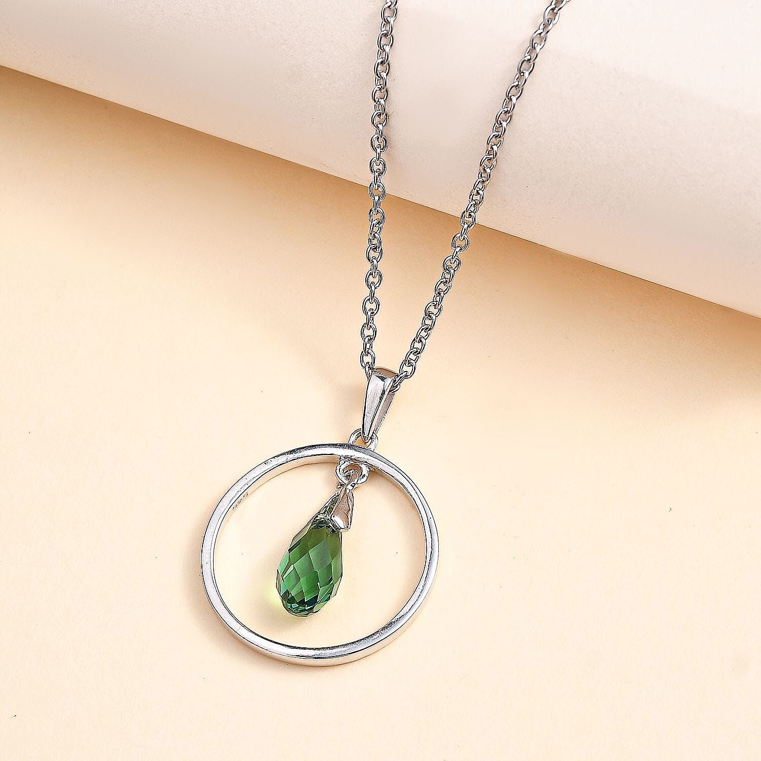 Erinite Finest Crystal Pendant with Chain (Size 20) in Platinum Overlay Sterling Silver  2.050  Ct.