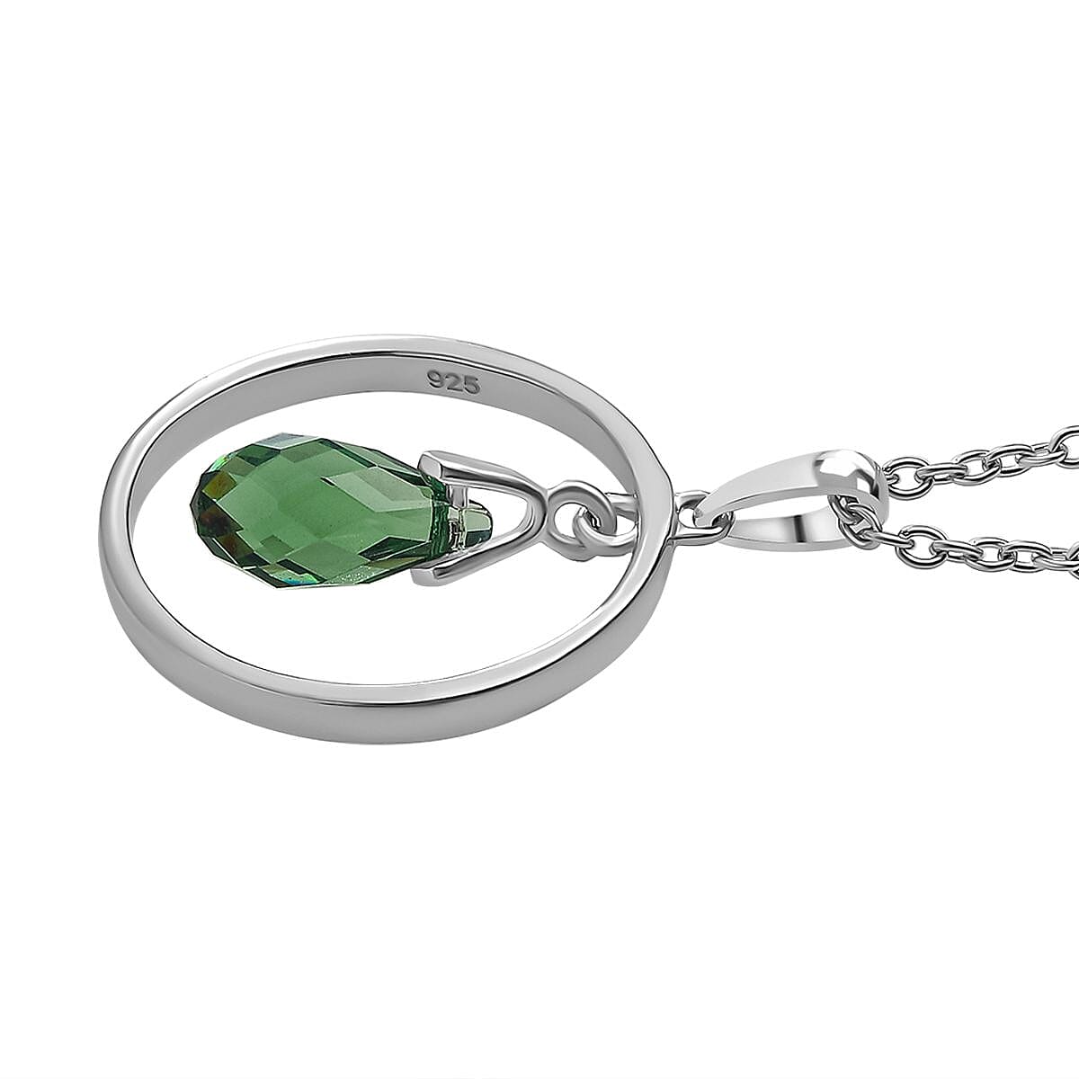 Erinite Finest Crystal Pendant with Chain (Size 20) in Platinum Overlay Sterling Silver  2.050  Ct.
