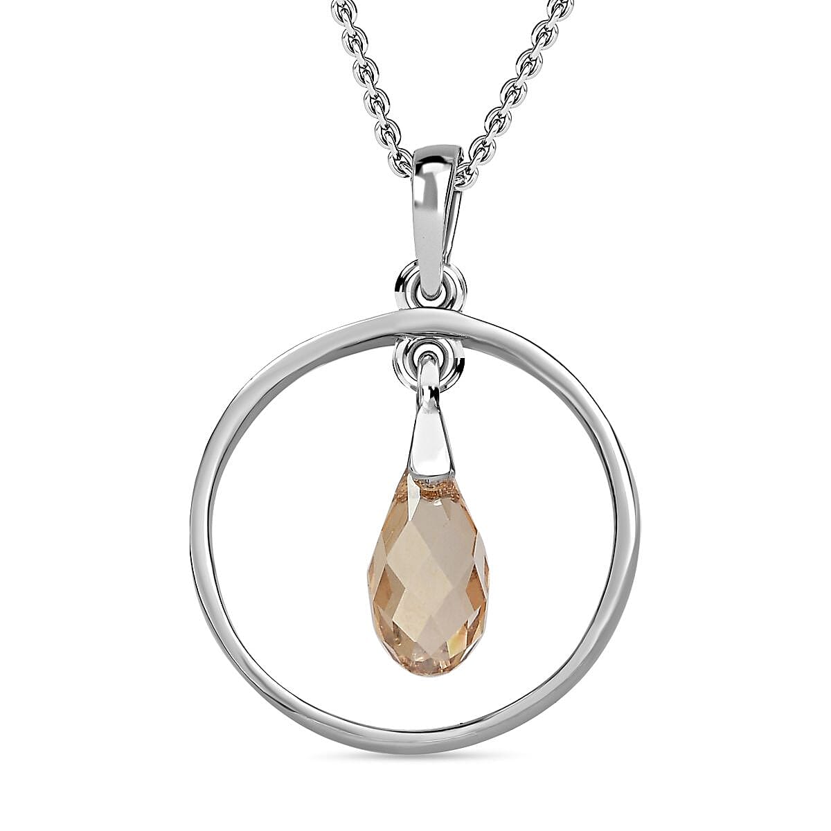 Golden Shadow Finest Crystal Pendant with Chain (Size 20) in Platinum Overlay Sterling Silver  2.050  Ct.