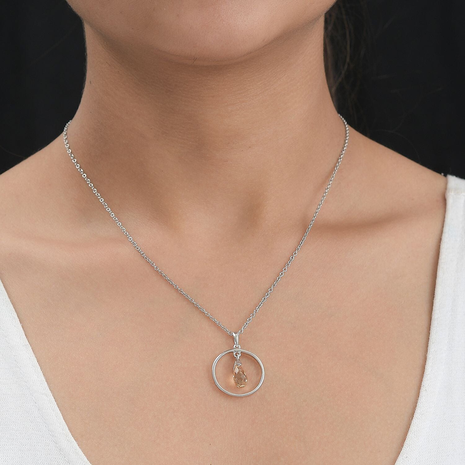 Golden Shadow Finest Crystal Pendant with Chain (Size 20) in Platinum Overlay Sterling Silver  2.050  Ct.