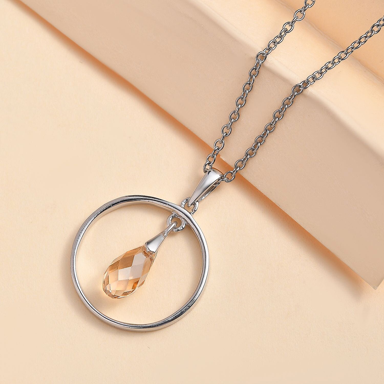 Golden Shadow Finest Crystal Pendant with Chain (Size 20) in Platinum Overlay Sterling Silver  2.050  Ct.