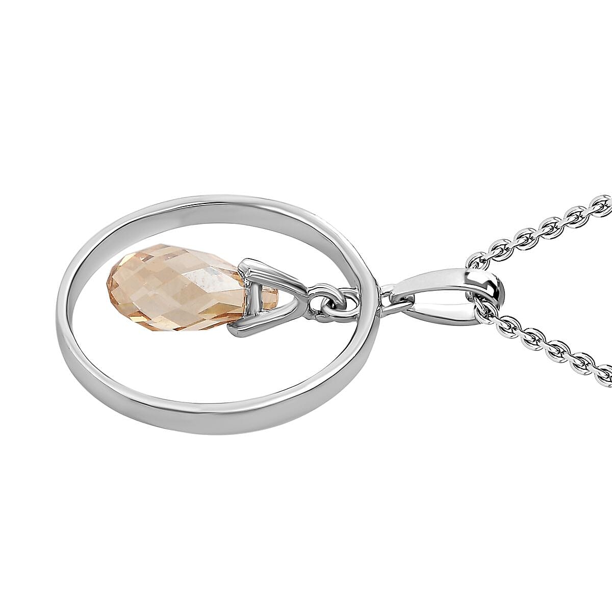 Golden Shadow Finest Crystal Pendant with Chain (Size 20) in Platinum Overlay Sterling Silver  2.050  Ct.