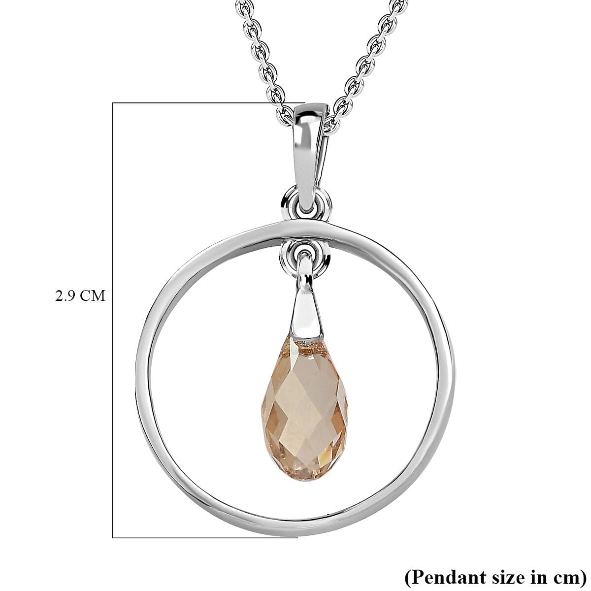 Golden Shadow Finest Crystal Pendant with Chain (Size 20) in Platinum Overlay Sterling Silver  2.050  Ct.