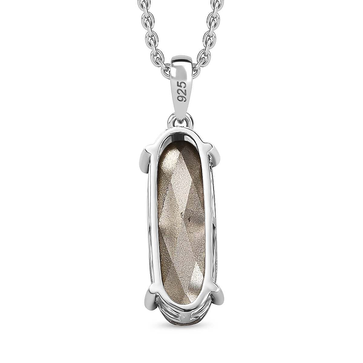 Silver Night Austrian Crystal Platinum Overlay Sterling Silver Solitaire Pendant with Chain (Size 20)