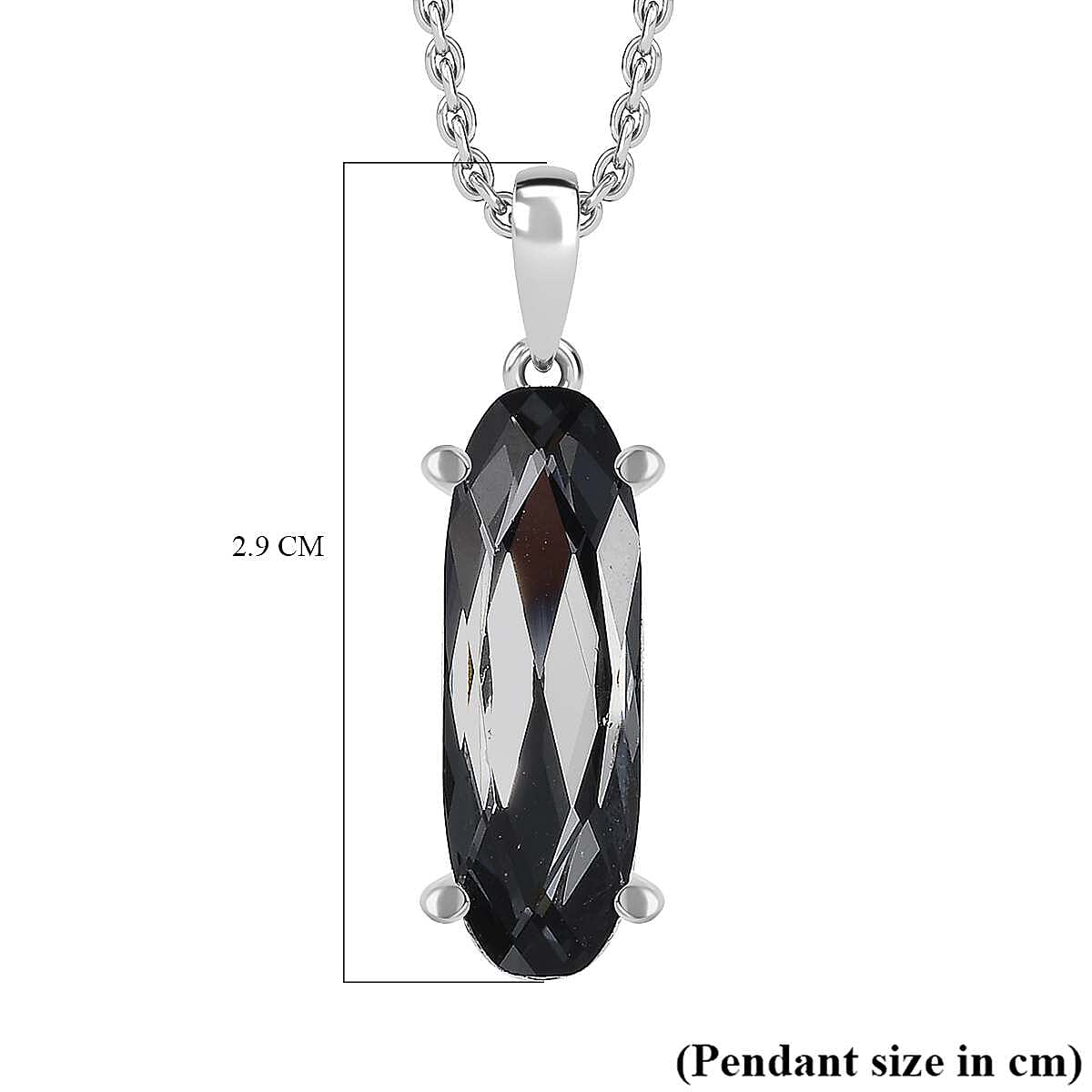 Silver Night Austrian Crystal Platinum Overlay Sterling Silver Solitaire Pendant with Chain (Size 20)
