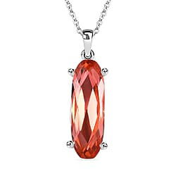 Silver Night Austrian Crystal Platinum Overlay Sterling Silver Solitaire Pendant with Chain (Size 20)