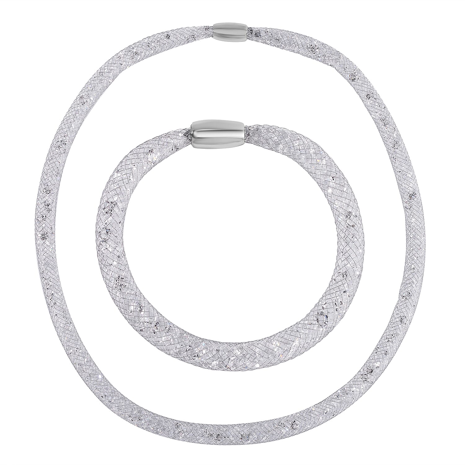 Designer Closeout- Star Light Collection White Austrian Crystal Necklace (Size 20) and Bracelet (Size 8)