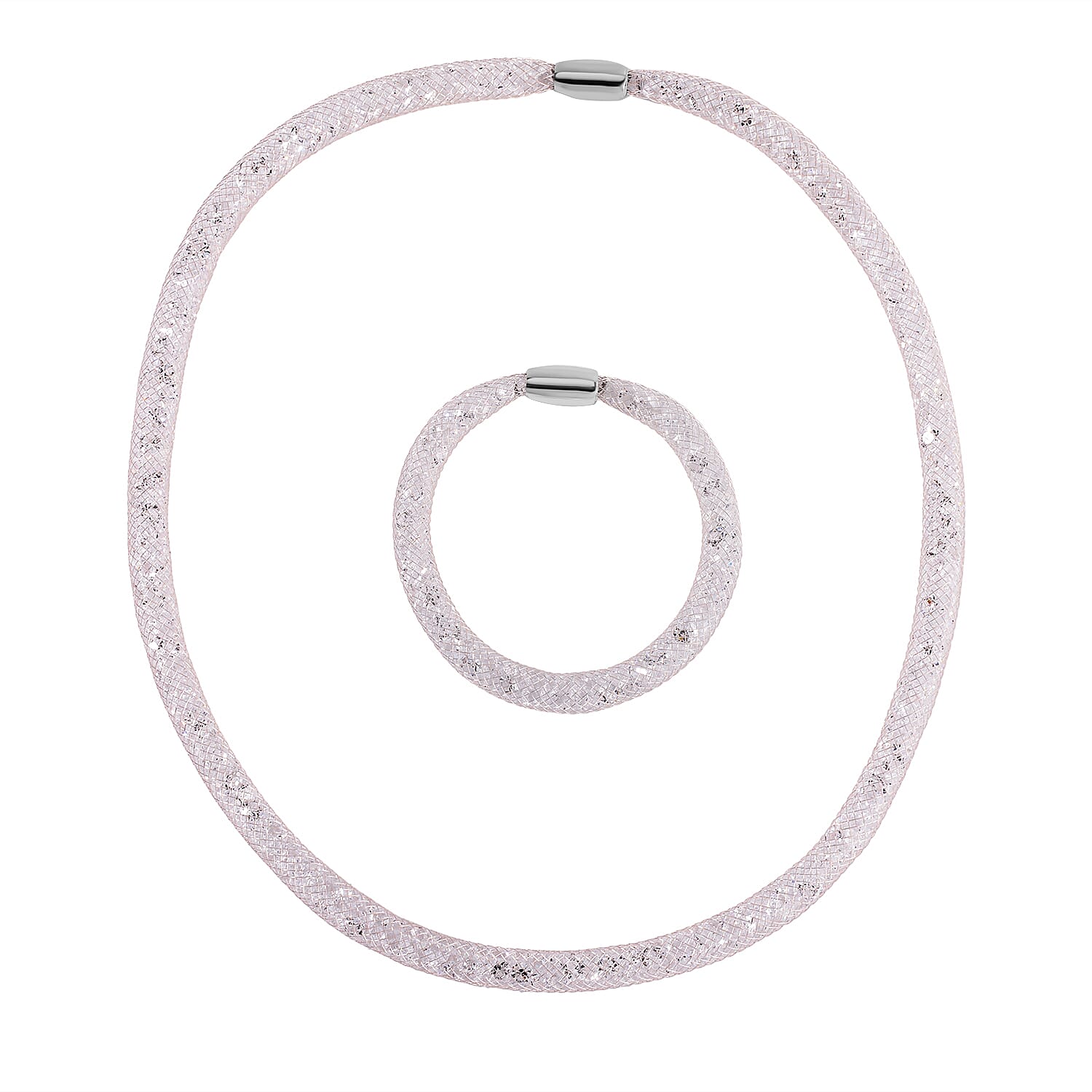 Designer Closeout- Star Light Collection White Austrian Crystal Necklace (Size 20) and Bracelet (Size 8)