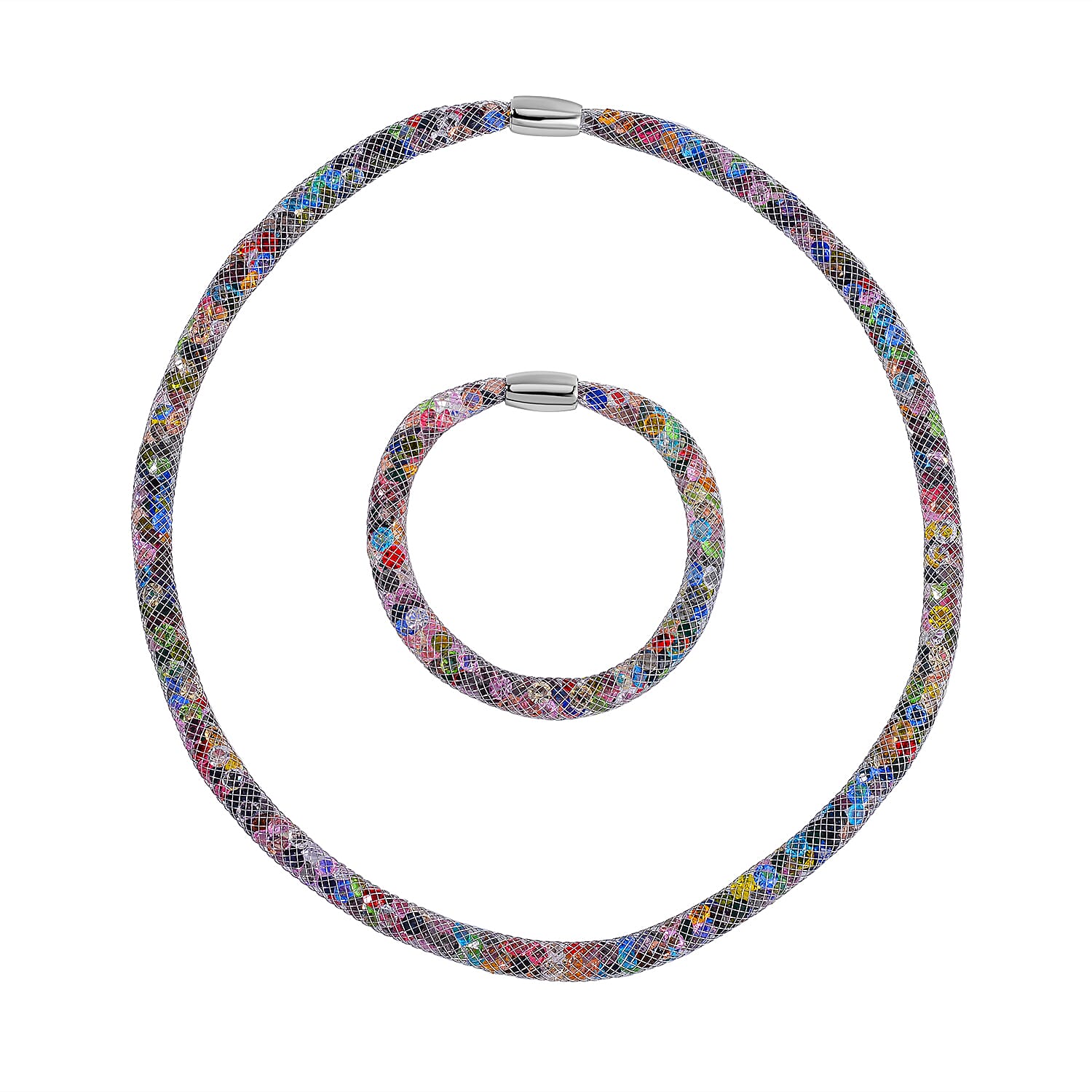 Designer Closeout- Star Light Collection Rainbow Austrian Crystal Necklace (Size 20) and Bracelet (Size 8)