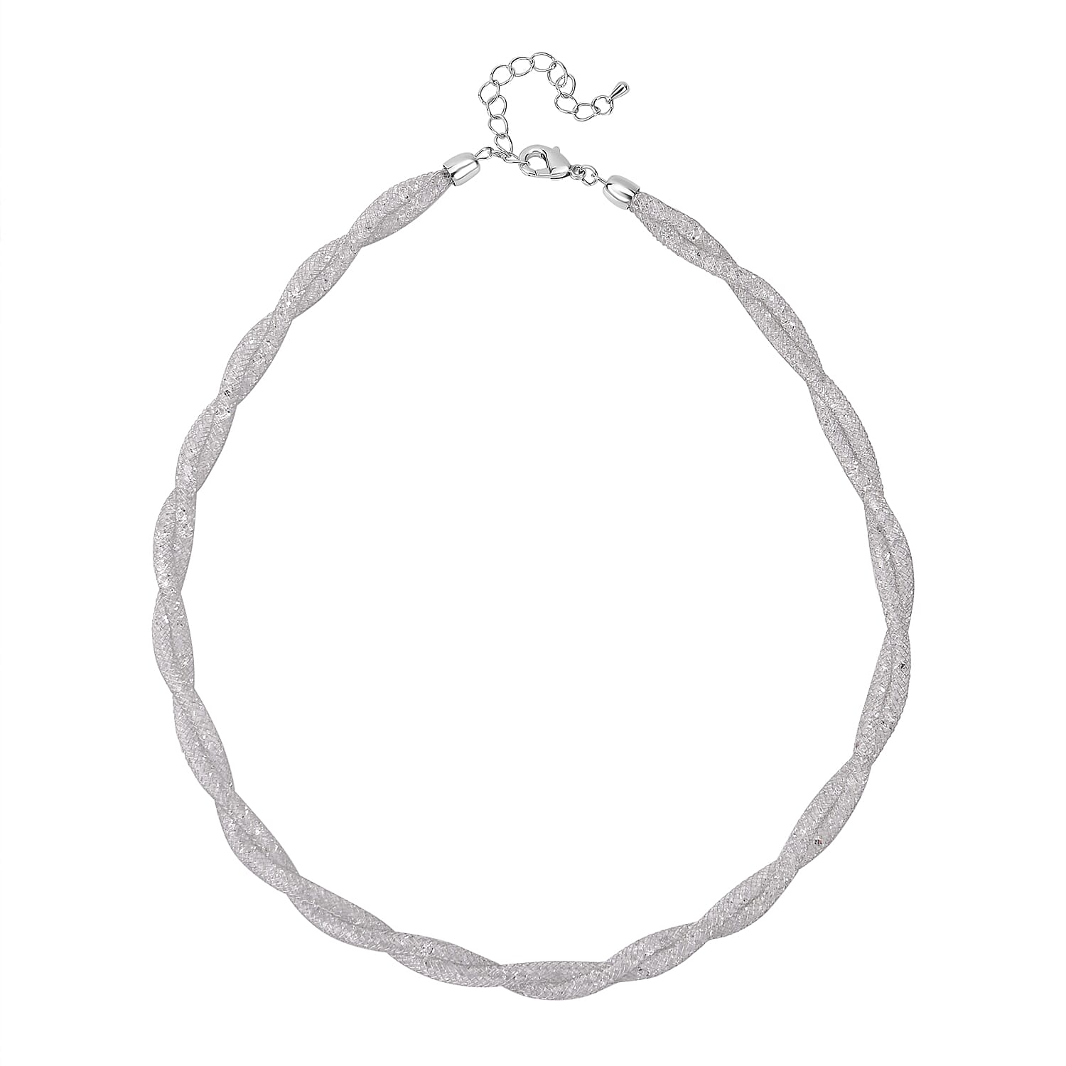 2 Piece Set - White Crystal Necklace and Earring Pure White Brass 0.020 Ct.