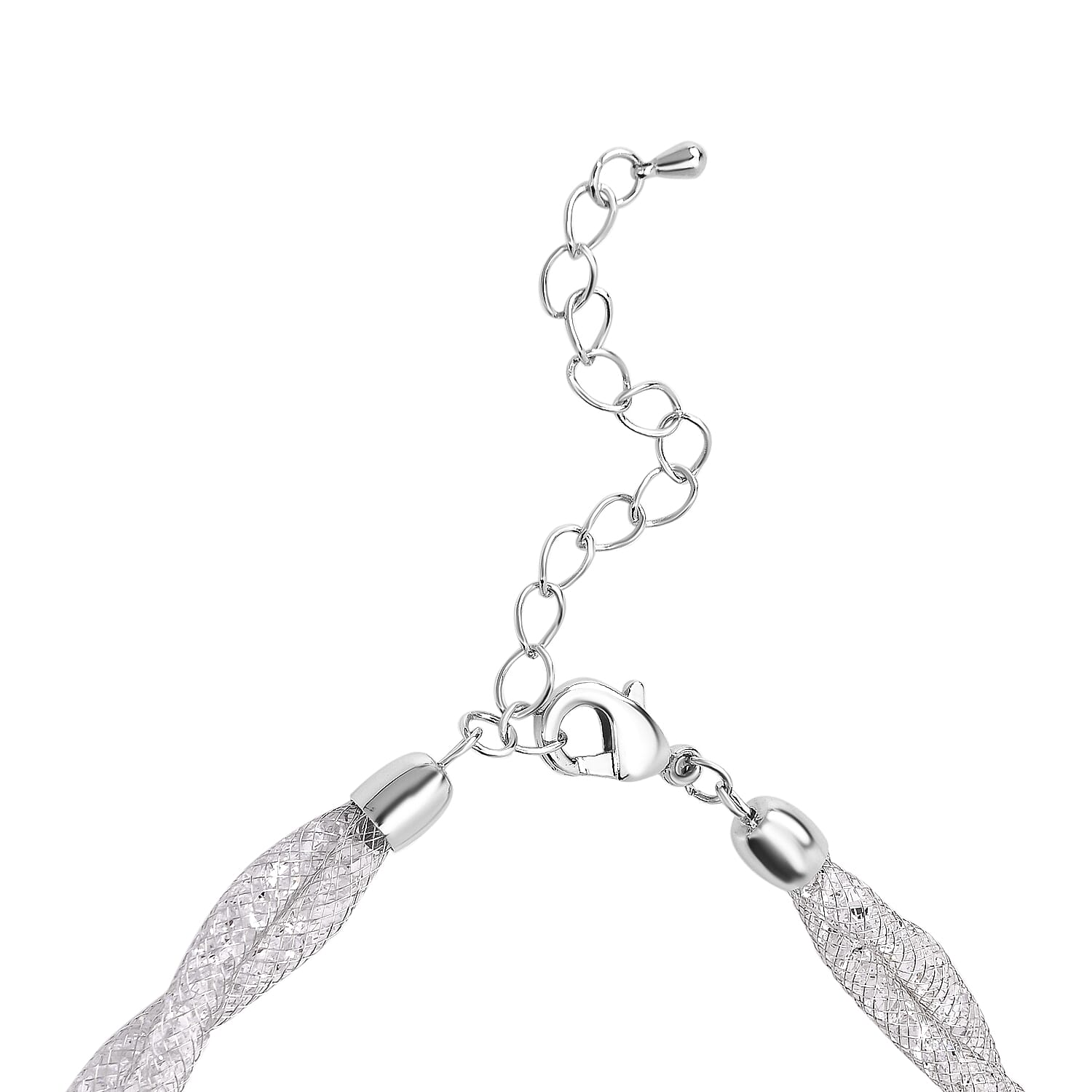 2 Piece Set - White Crystal Necklace and Earring Pure White Brass 0.020 Ct.