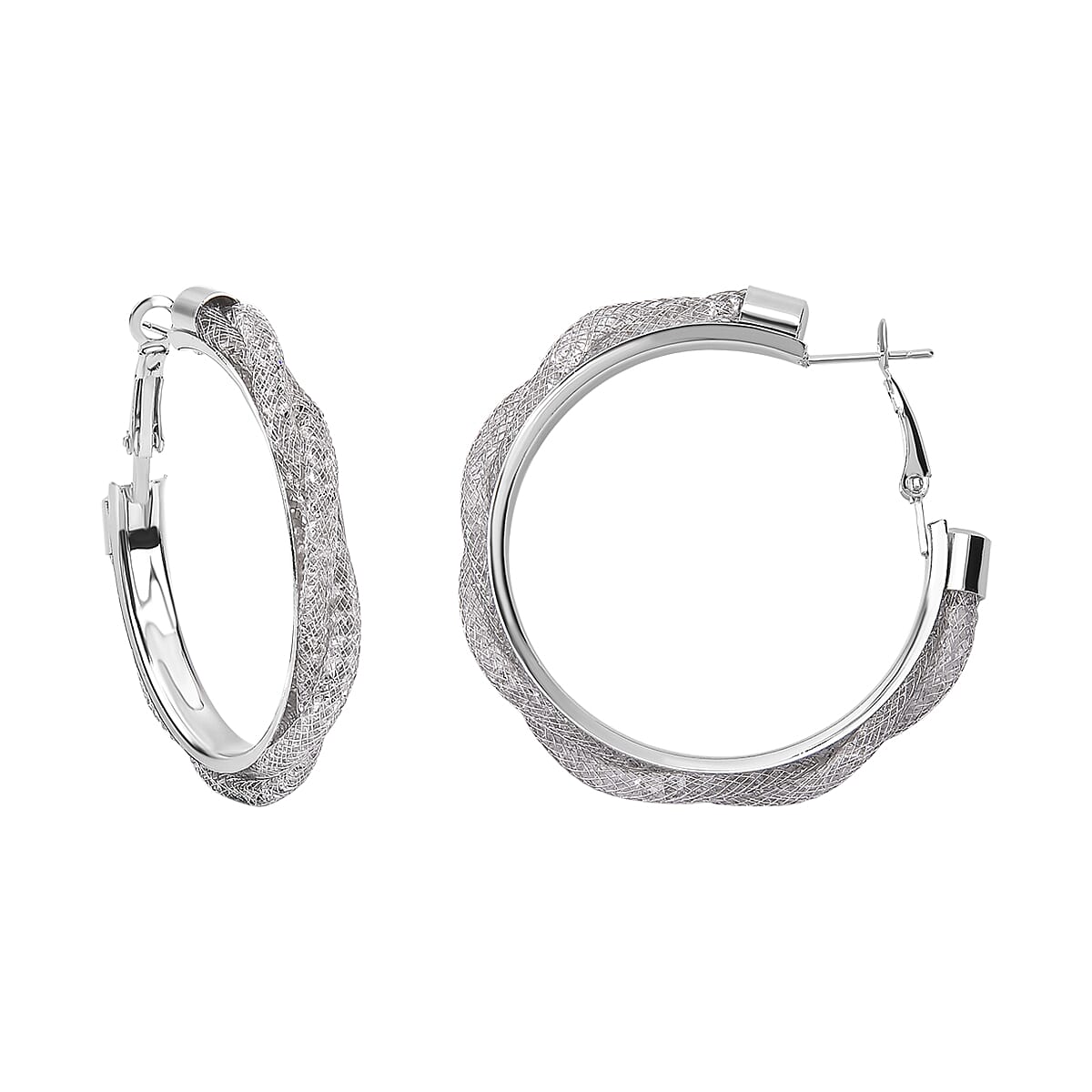 2 Piece Set - White Crystal Necklace and Earring Pure White Brass 0.020 Ct.