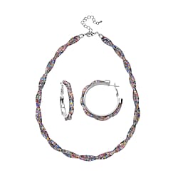 One Time Closeout - Multi Austrian Tuscan Crochet  Necklace and Earrings