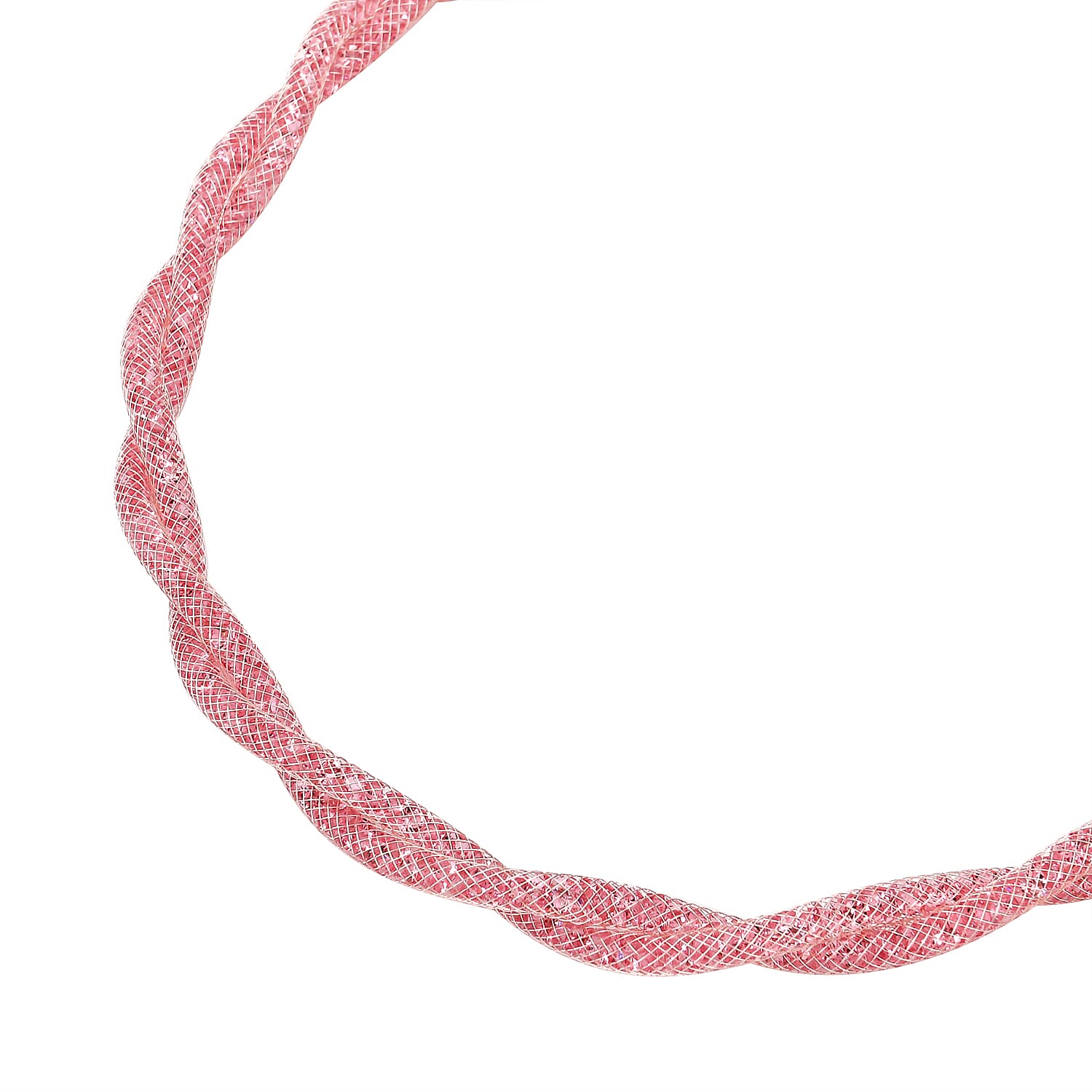 One Time Closeout- 2 Piece Set - Pink Austrian Tuscan Crochet Hoop Earrings and Necklace (Size 20-2 Ext)