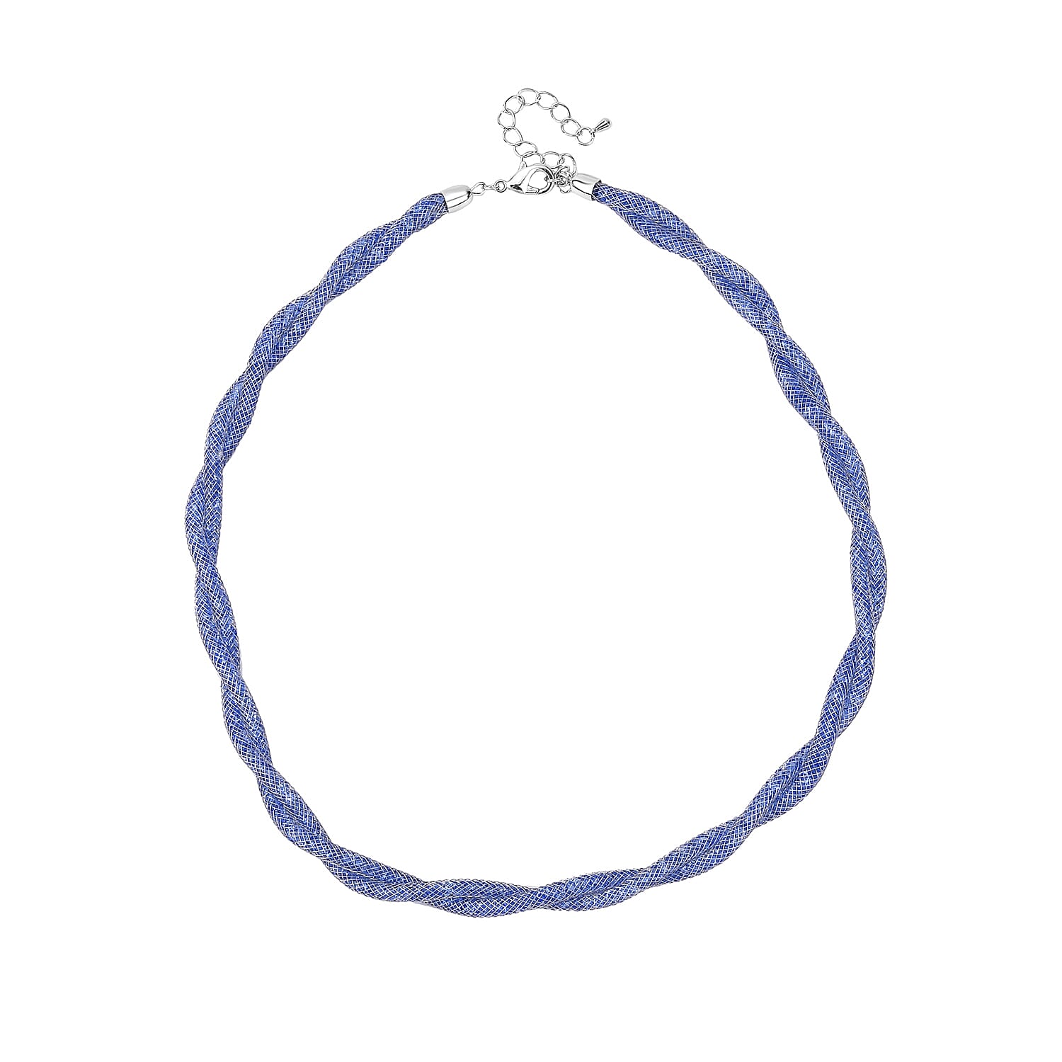 One Time Closeout - 2 Piece Set - Blue Austrian Tuscan Croche Hoop Earrings and Necklace (Size 20-2 Ext)