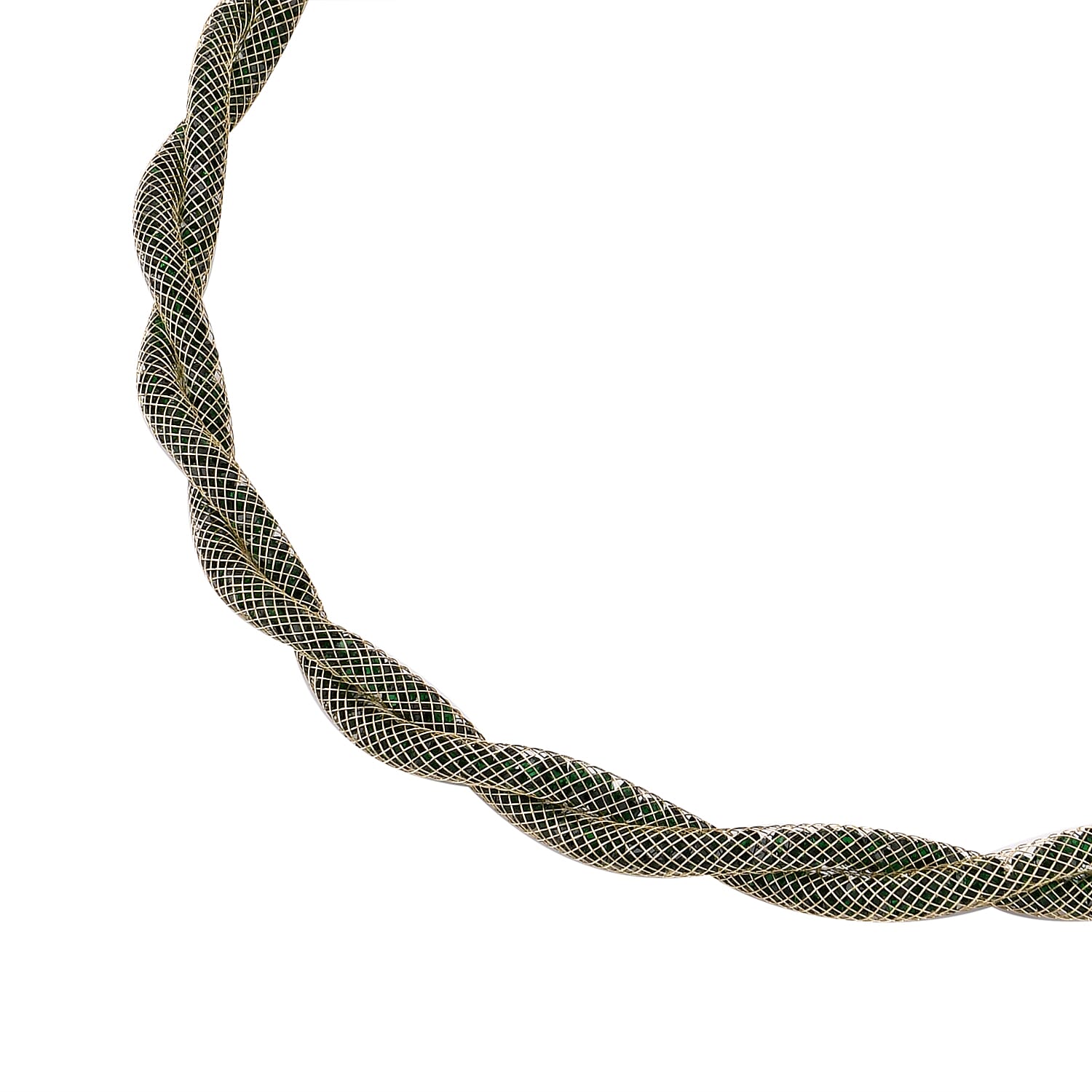 One Time Closeout - 2 Piece Set - Green Austrian Tuscan Croche Hoop Earrings and Necklace (Size 20-2 Ext)