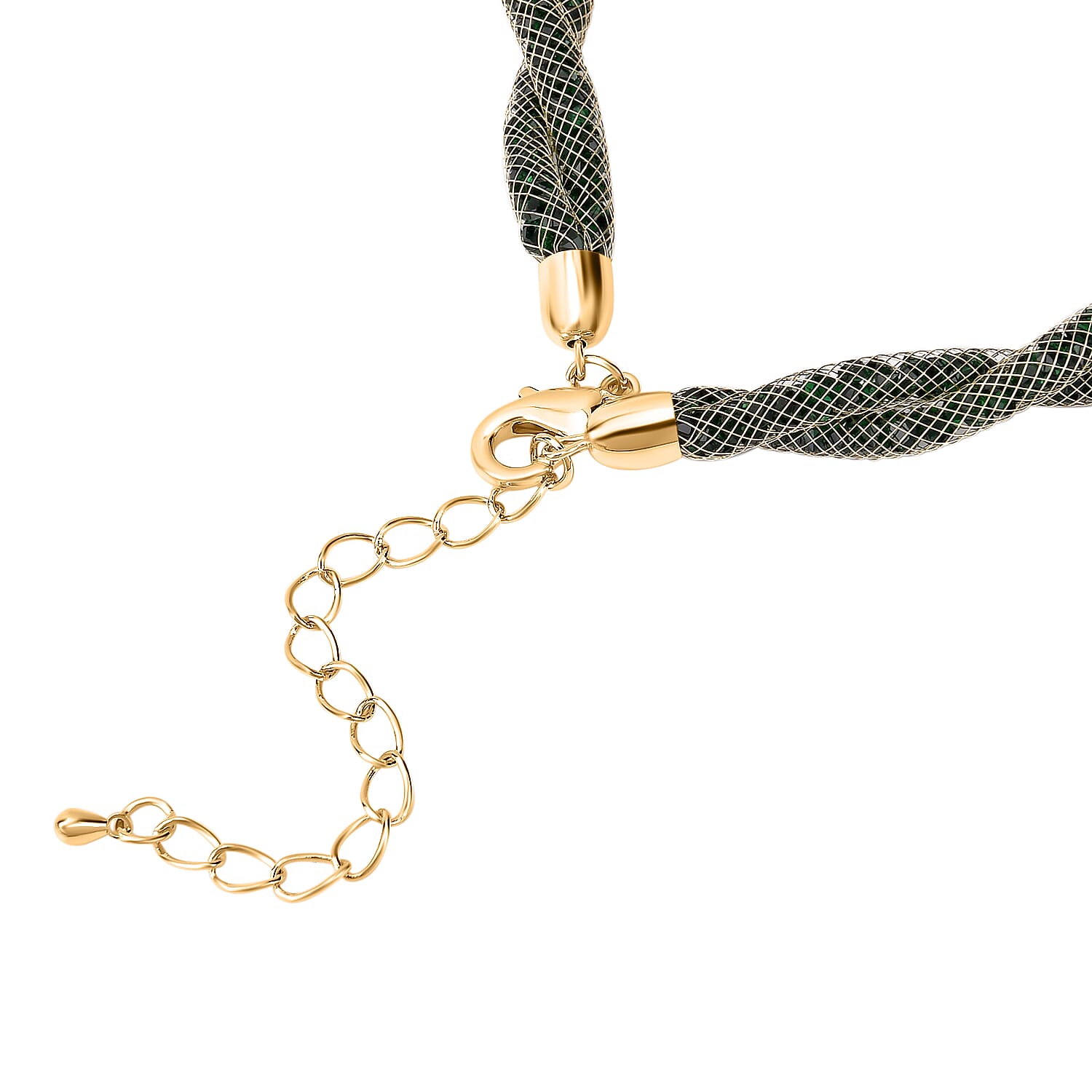 One Time Closeout - 2 Piece Set - Green Austrian Tuscan Croche Hoop Earrings and Necklace (Size 20-2 Ext)