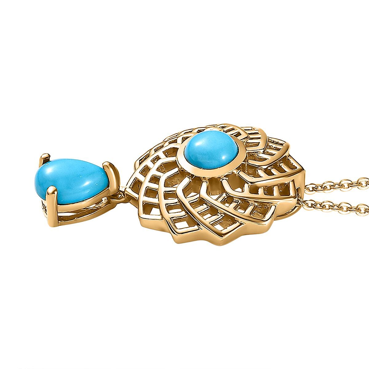 Tucson Special - Arizona Sleeping Beauty Turquoise Pendant with Chain (Size 20) in 18K Gold Vermeil Sterling Silver 1.00 Ct