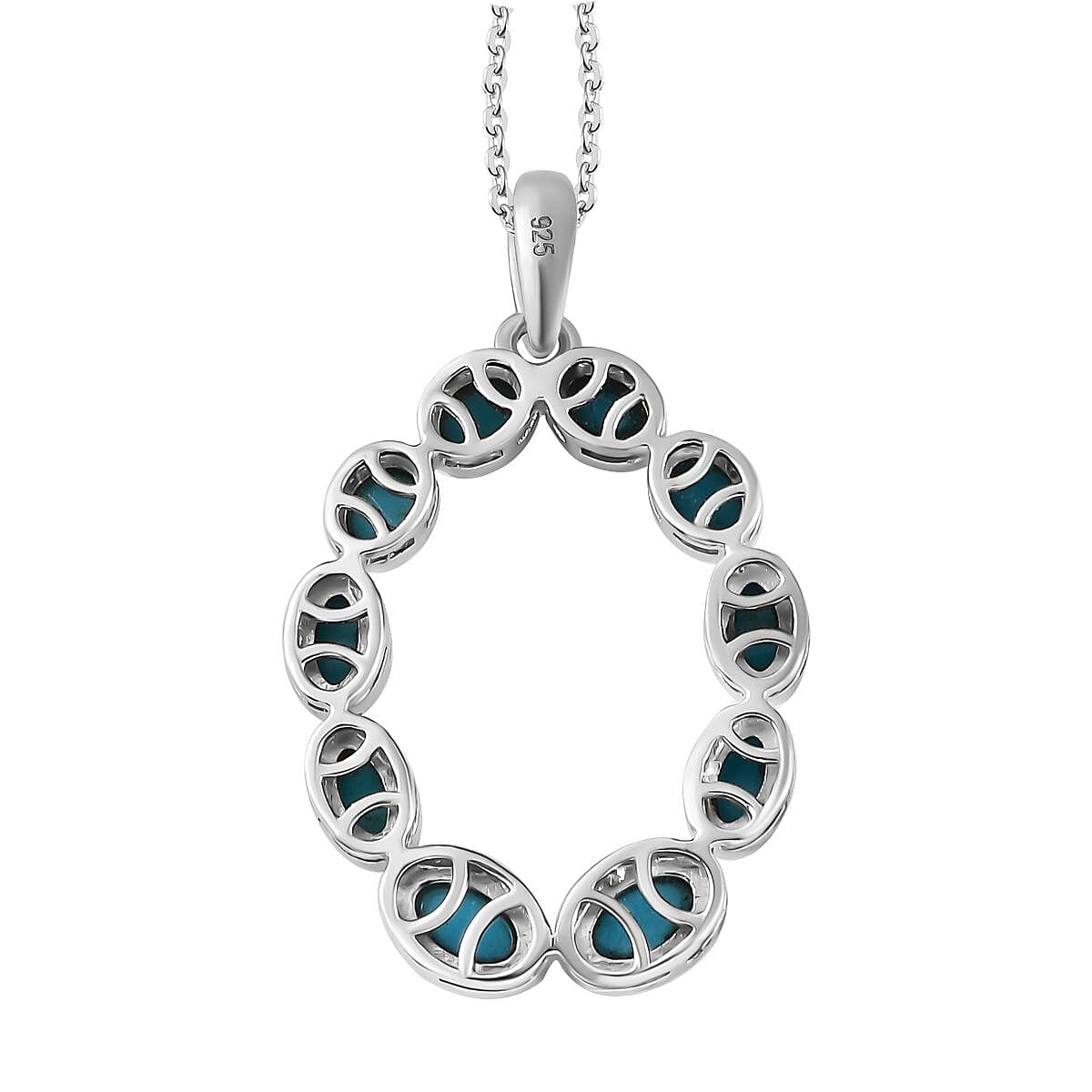 Arizona Sleeping Beauty Turquoise & Swiss Blue Topaz Pendant with Chain (Size 20) in Platinum Overlay Sterling Silver 2.85 Ct.