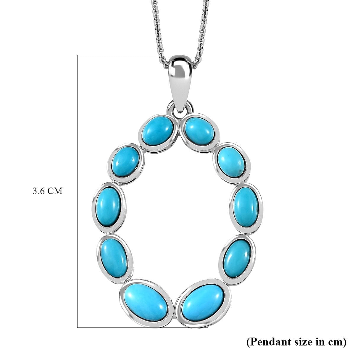 Arizona Sleeping Beauty Turquoise & Swiss Blue Topaz Pendant with Chain (Size 20) in Platinum Overlay Sterling Silver 2.85 Ct.