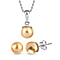 2 Piece Set -  Gold Pearl Finest Austrian Crystal Earrings & Pendant with Chain (Size 20) in Platinum Overlay Sterling Silver