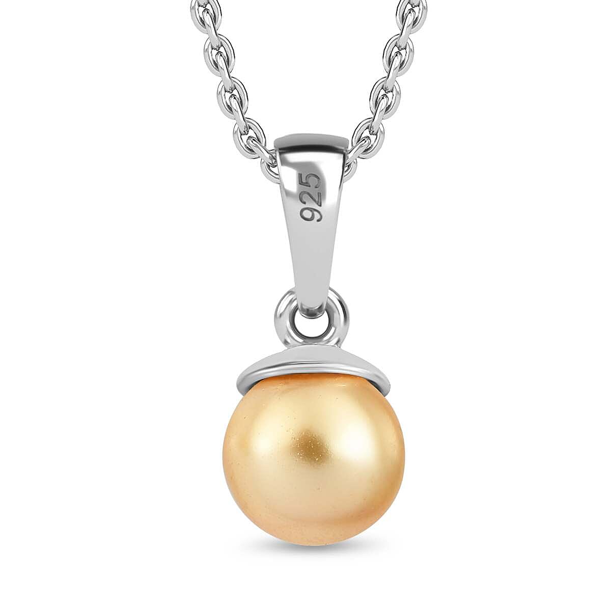 2 Piece Set - Gold Pearl Finest Crystal Earring,Pendant with Chain (Size 20) in Platinum Overlay Sterling Silver 22.500 Ct.