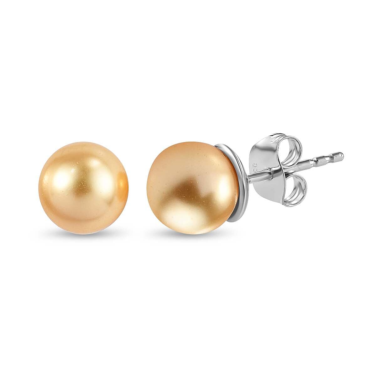 2 Piece Set - Gold Pearl Finest Crystal Earring,Pendant with Chain (Size 20) in Platinum Overlay Sterling Silver 22.500 Ct.