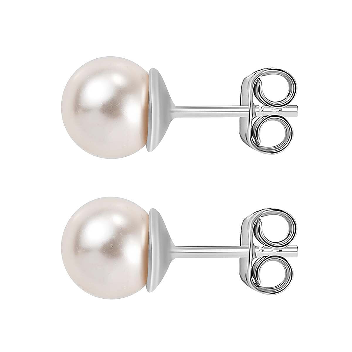 2 Piece Set - White Pearl Finest Austrian Crystal Earrings & Pendant with Chain (Size 20) in Platinum Overlay Sterling Silver