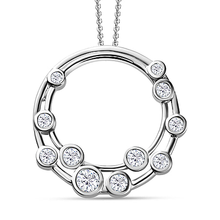 Brand New Arrival - Moissanite Bubble Pendant with Chain in Platinum Overlay Sterling Silver 1.06 Ct,
