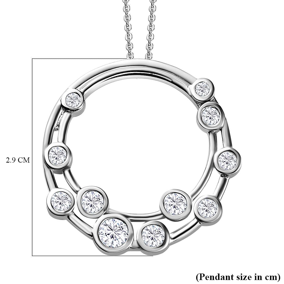Brand New Arrival - Moissanite Bubble Pendant with Chain in Platinum Overlay Sterling Silver 1.06 Ct,
