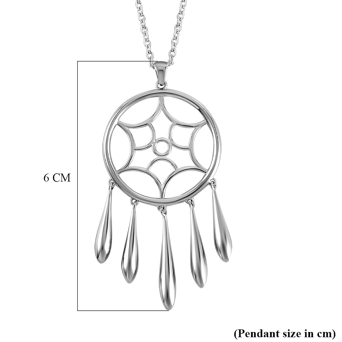 Lucy Q Dream Catcher Collection - Platinum Overlay Sterling Silver Dream Catcher Pendant with Chain (Size 20)